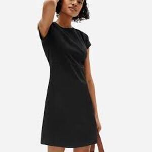 Everlane Party of One Tee Dress Black Fit Flare Short Sleeve Women Medium